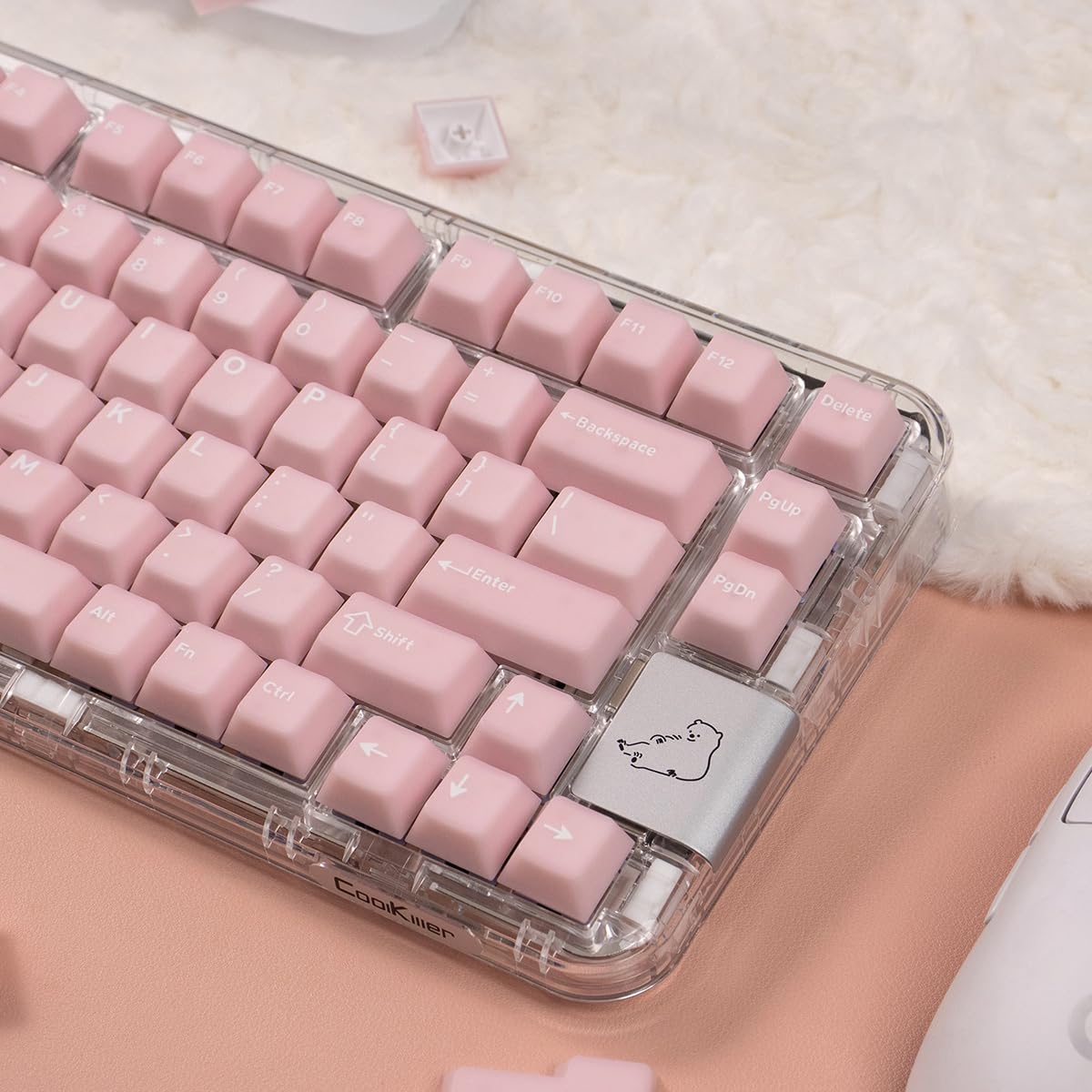 Amazon | 162キー ピンク 半透明キーキャップセット PBT ダブル